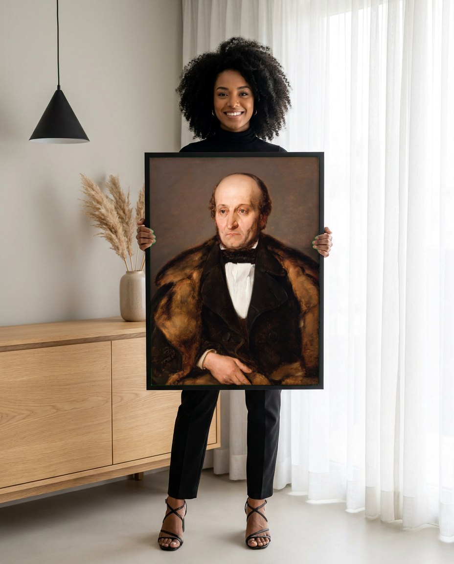 Quadro Decorativo Retrato de Homem - Jan Matejko | modelo apresentando o quadro emoldurado