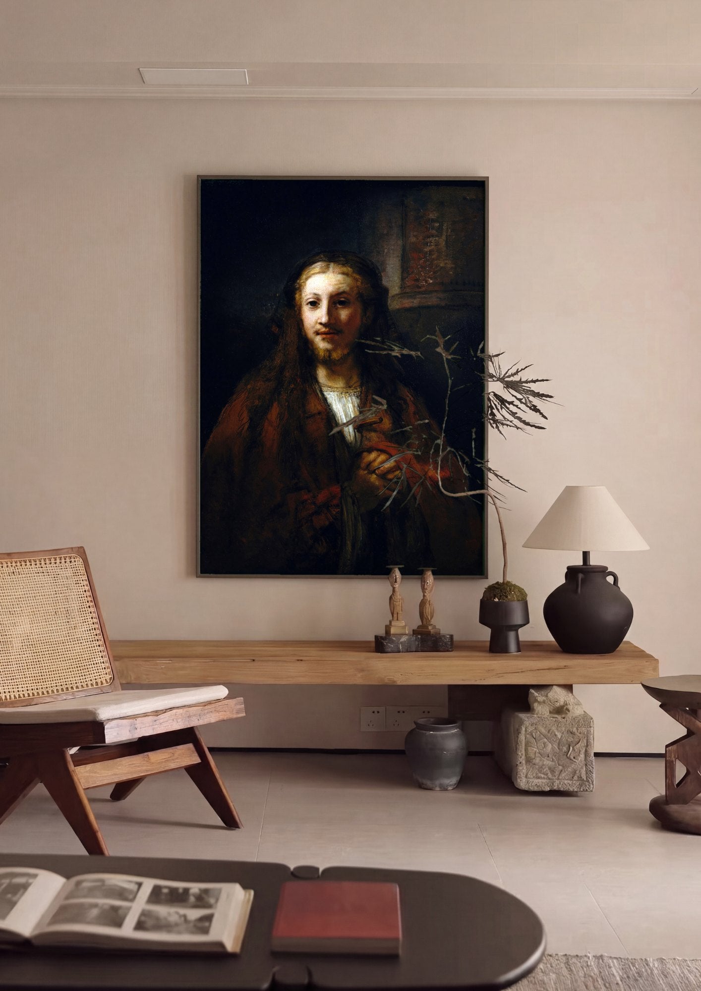 Quadro Decorativo A Cabeça de Cristo - Rembrandt | quadro emoldurado na parede