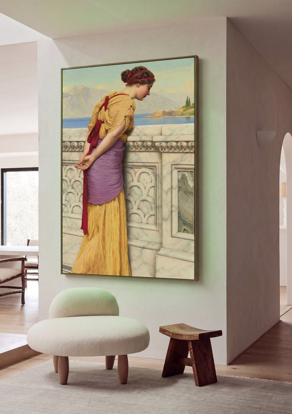 Quadro Decorativo A Espera - John William Godward | quadro emoldurado na parede