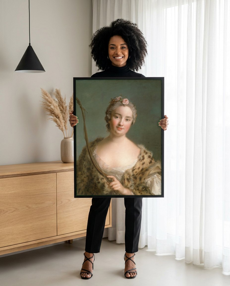 Quadro Decorativo Retrato de Dama - Jean-Marc Nattier | modelo apresentando o quadro emoldurado