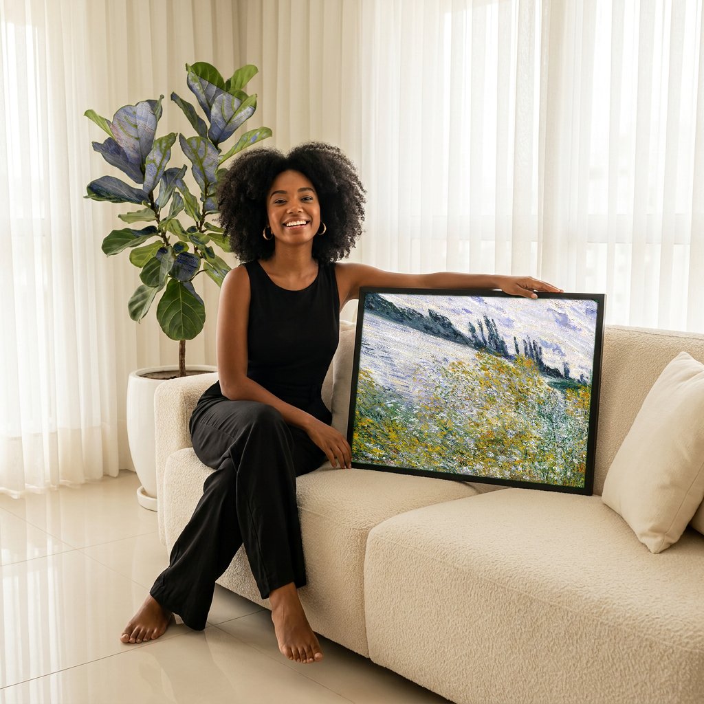 Quadro Decorativo Campo de Papoulas em Argenteuil - Claude Monet com modelo em ambiente