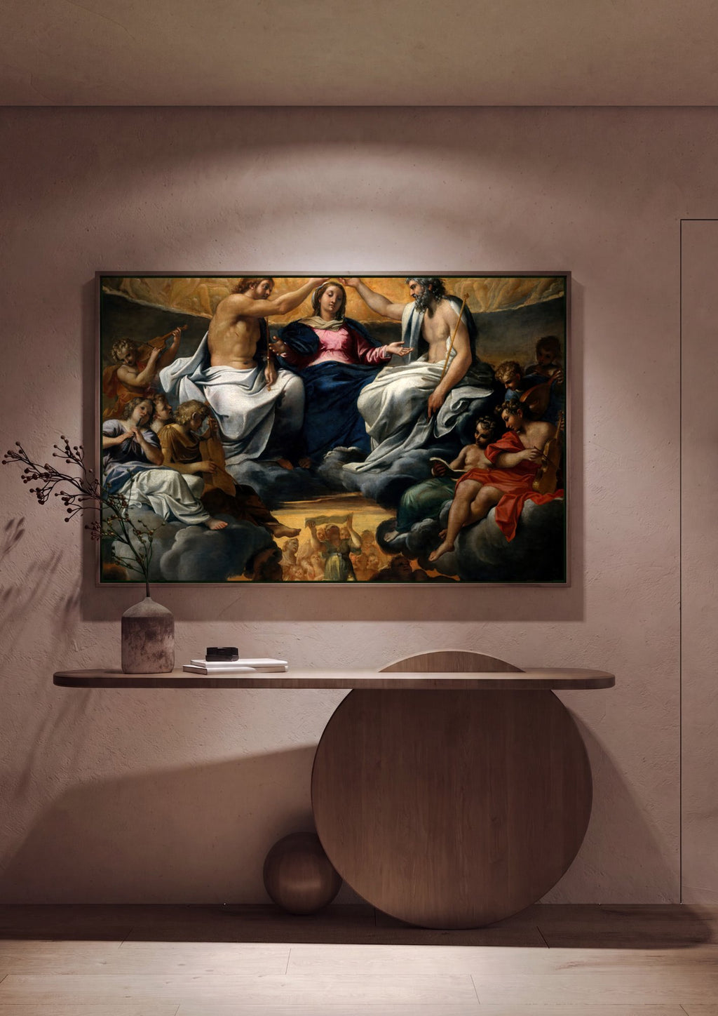 Quadro Decorativo A Coroacao da Virgem - Annibale Carracci em ambiente decorado
