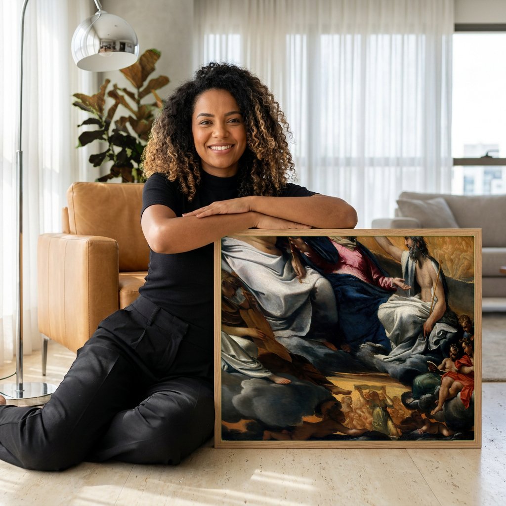 Quadro Decorativo A Coroacao da Virgem - Annibale Carracci com modelo em ambiente