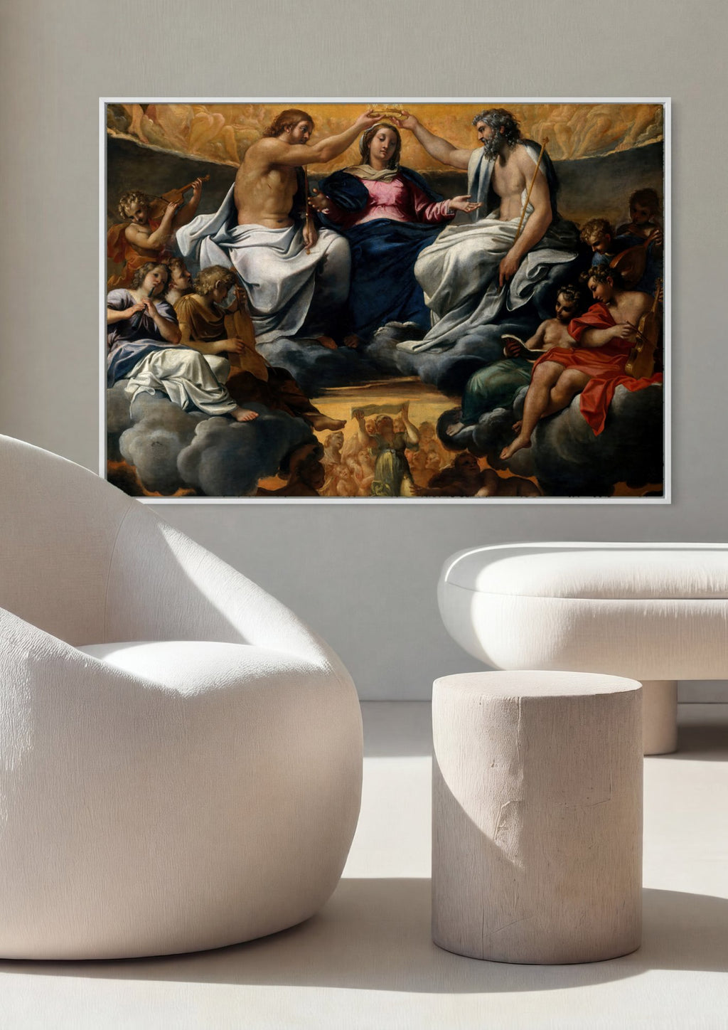 Quadro Decorativo A Coroacao da Virgem - Annibale Carracci em ambiente decorado