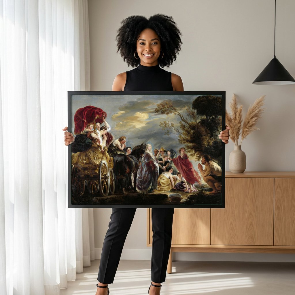 Quadro Decorativo A Rainha Tomyris com a Cabeça de Ciro - Jordaens com modelo em ambiente