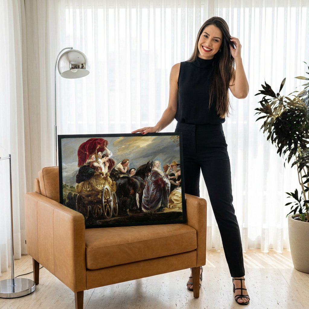Quadro Decorativo A Rainha Tomyris com a Cabeça de Ciro - Jordaens com modelo em ambiente