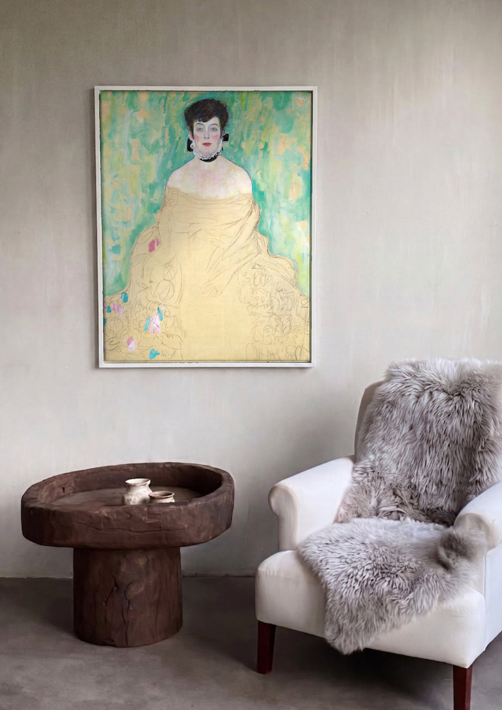 Quadro Decorativo Retrato Inacabado de Mulher - Klimt | quadro emoldurado na parede