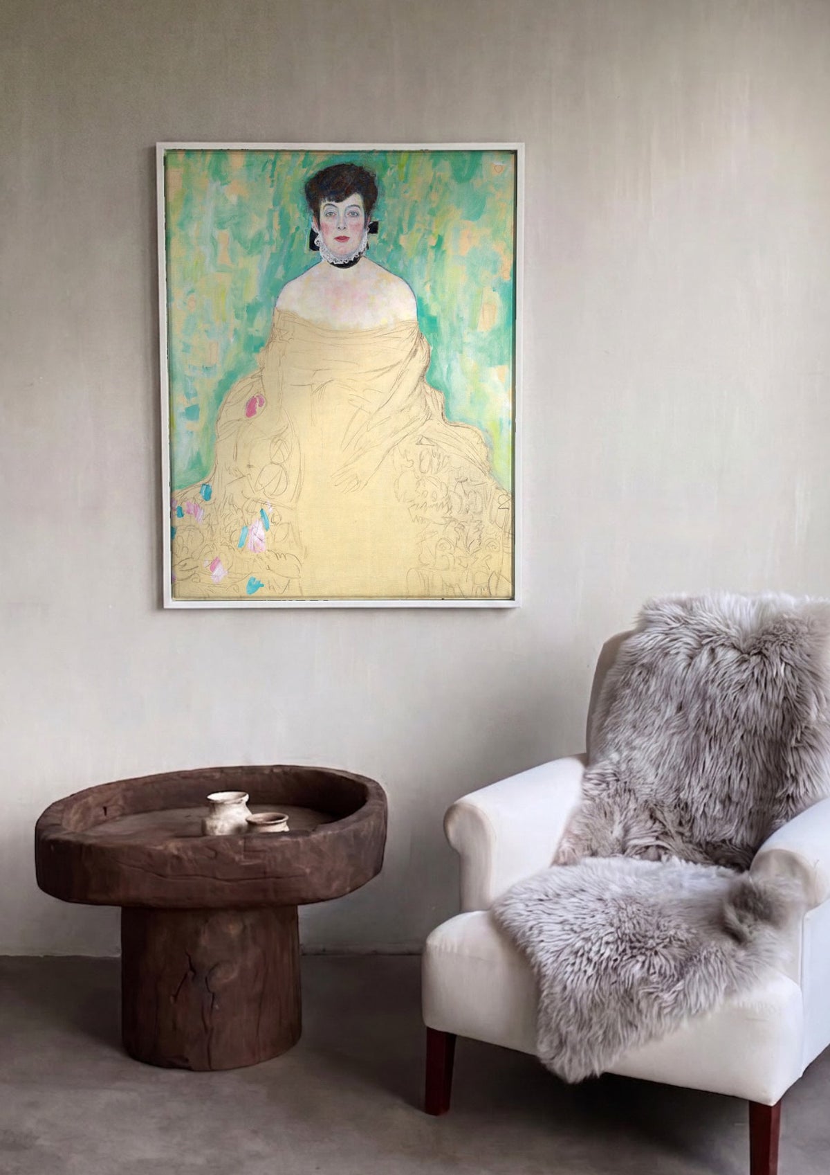 Quadro Decorativo Retrato Inacabado de Mulher - Klimt | quadro emoldurado na parede