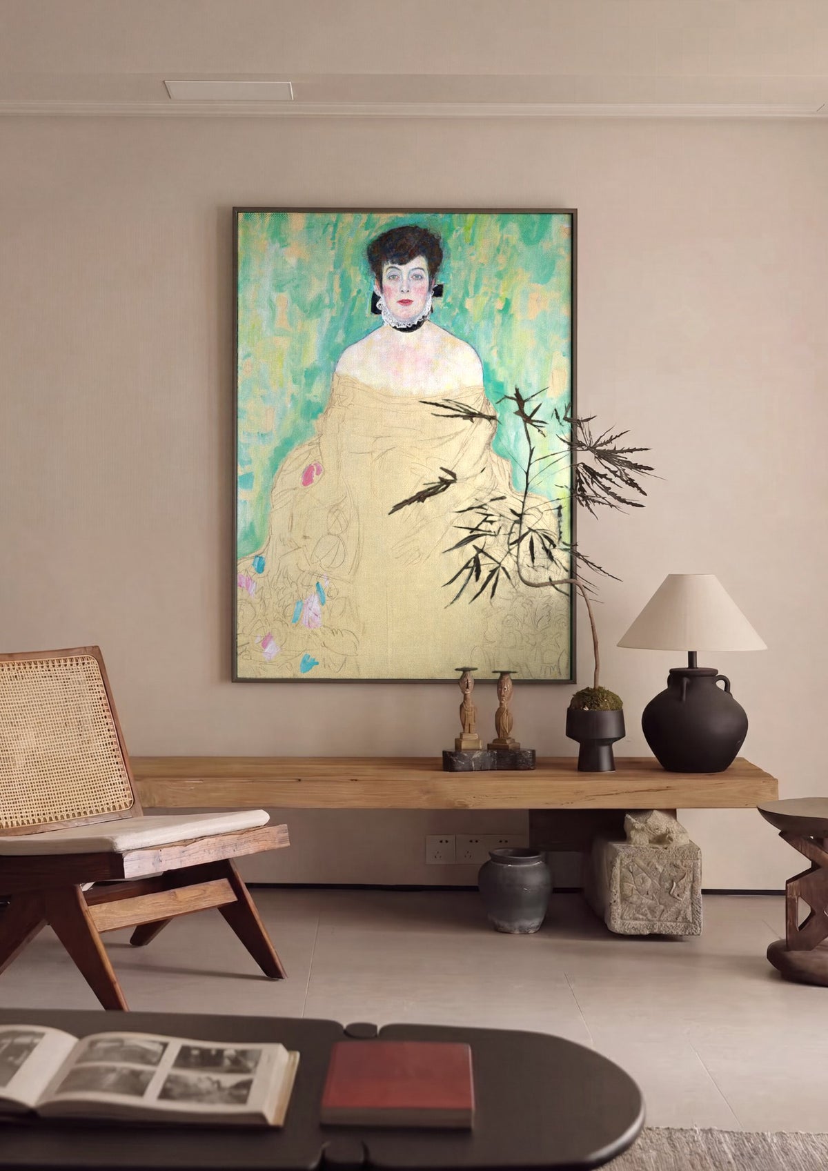 Quadro Decorativo Retrato Inacabado de Mulher - Klimt | quadro emoldurado na parede