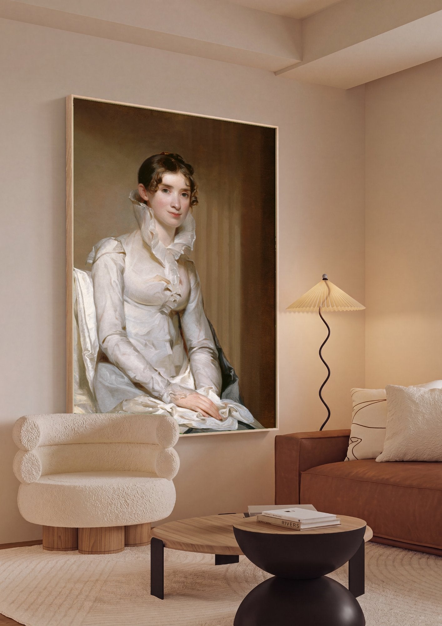 Quadro Decorativo 'Senhora com Roupagem Branca' - Thomas Sully em ambiente decorado