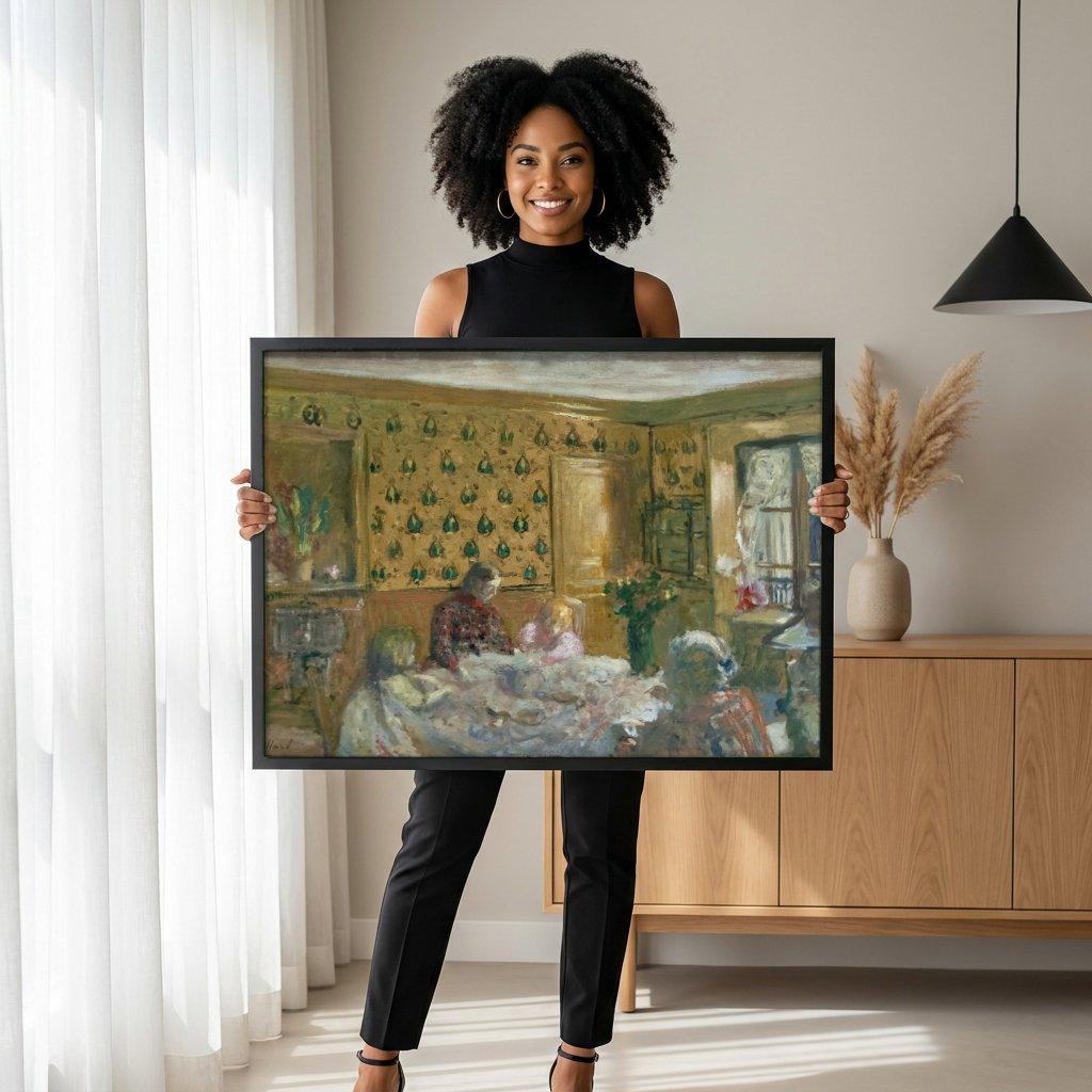 Quadro Decorativo Cena de Interior com Figuras - Édouard Vuillard com modelo em ambiente