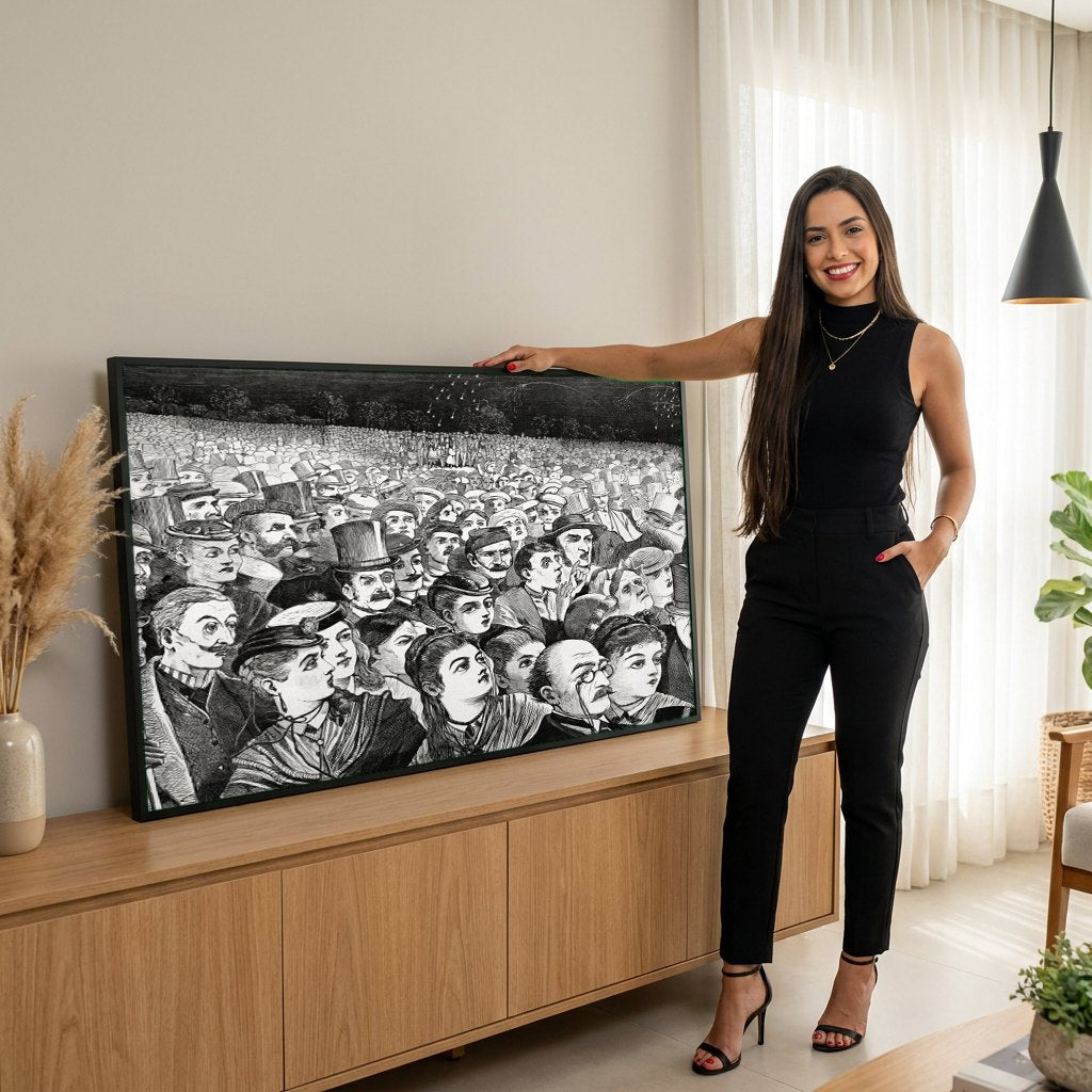 Quadro Decorativo A Multidão - Winslow Homer | modelo apresentando o quadro emoldurado