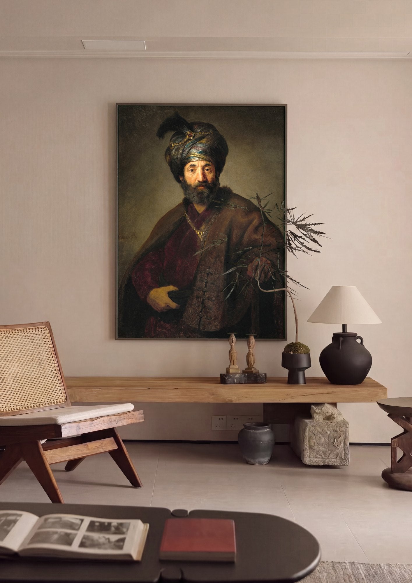 Quadro Decorativo Homem com Turbante - Rembrandt | quadro emoldurado na parede