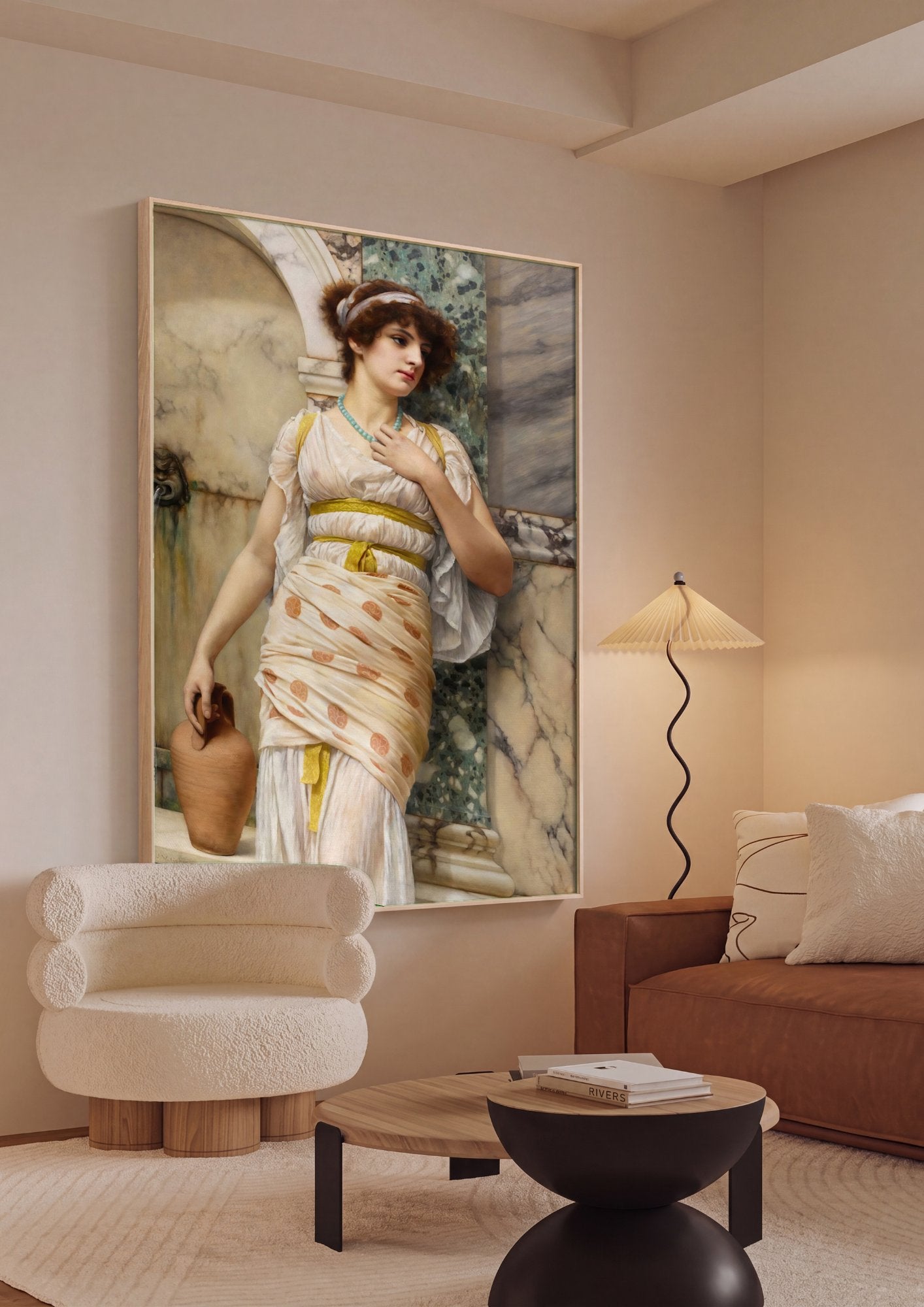 Quadro Decorativo A Fonte - John William Godward em ambiente decorado