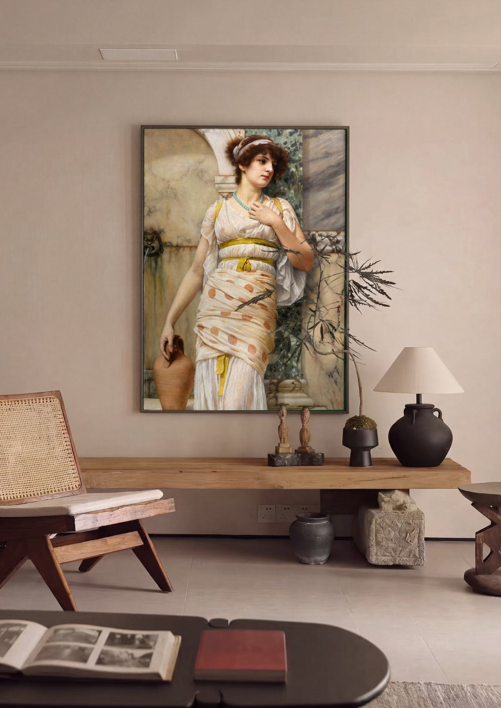 Quadro Decorativo A Fonte - John William Godward em ambiente decorado