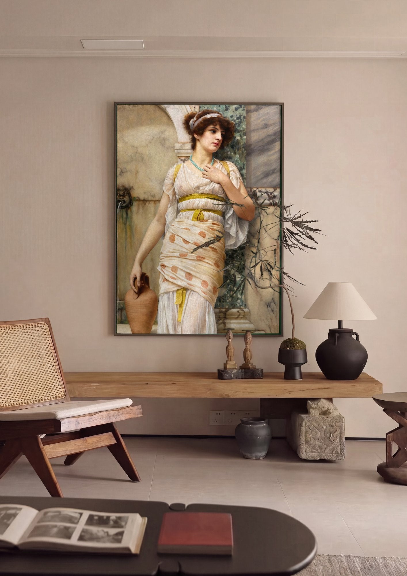 Quadro Decorativo A Fonte - John William Godward em ambiente decorado