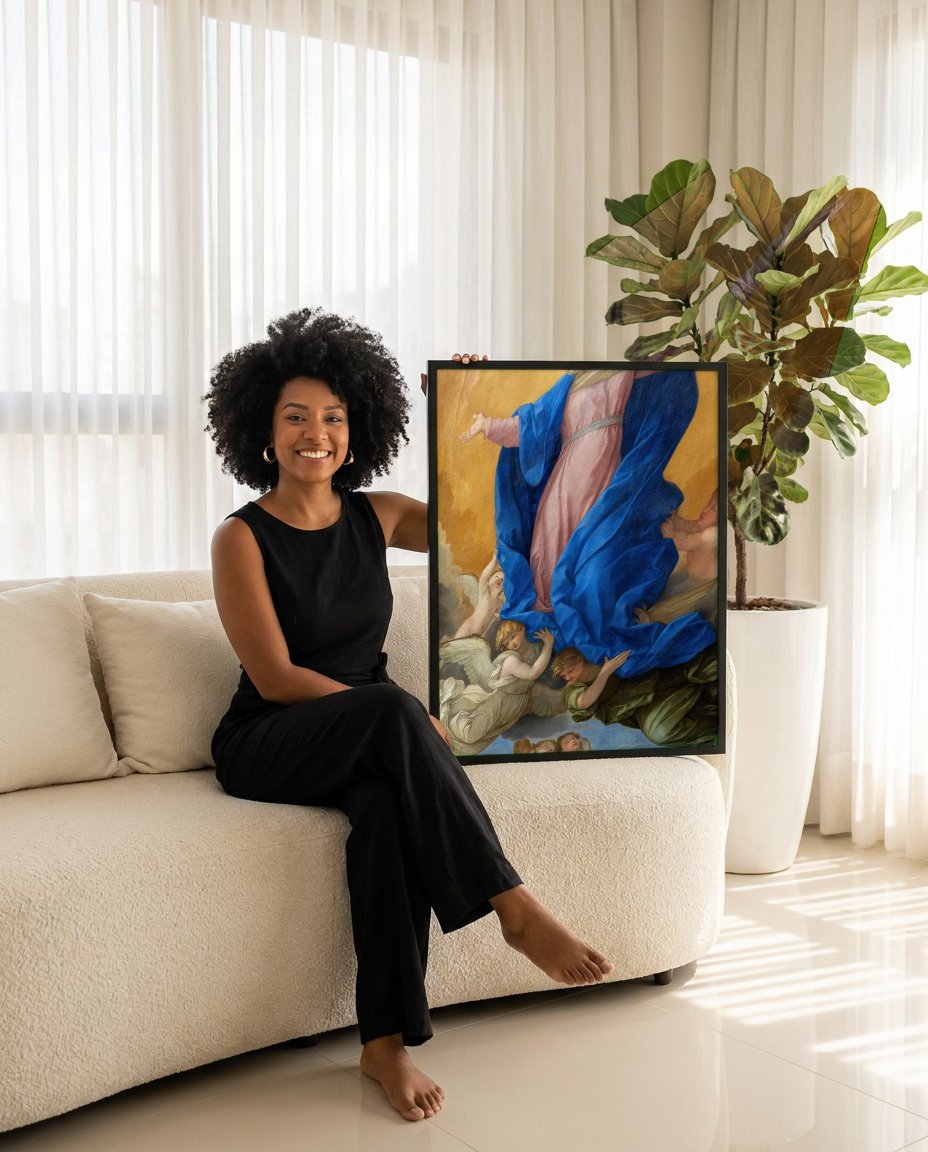 Quadro Decorativo A Assunção da Virgem - Guido Reni com modelo em ambiente