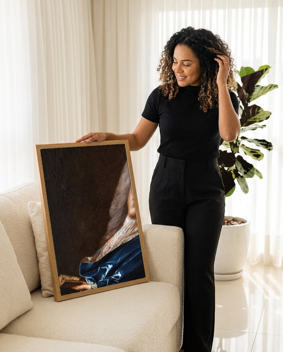 Quadro Decorativo Retrato de Homem com Livro - Jean François de Troy com modelo em ambiente