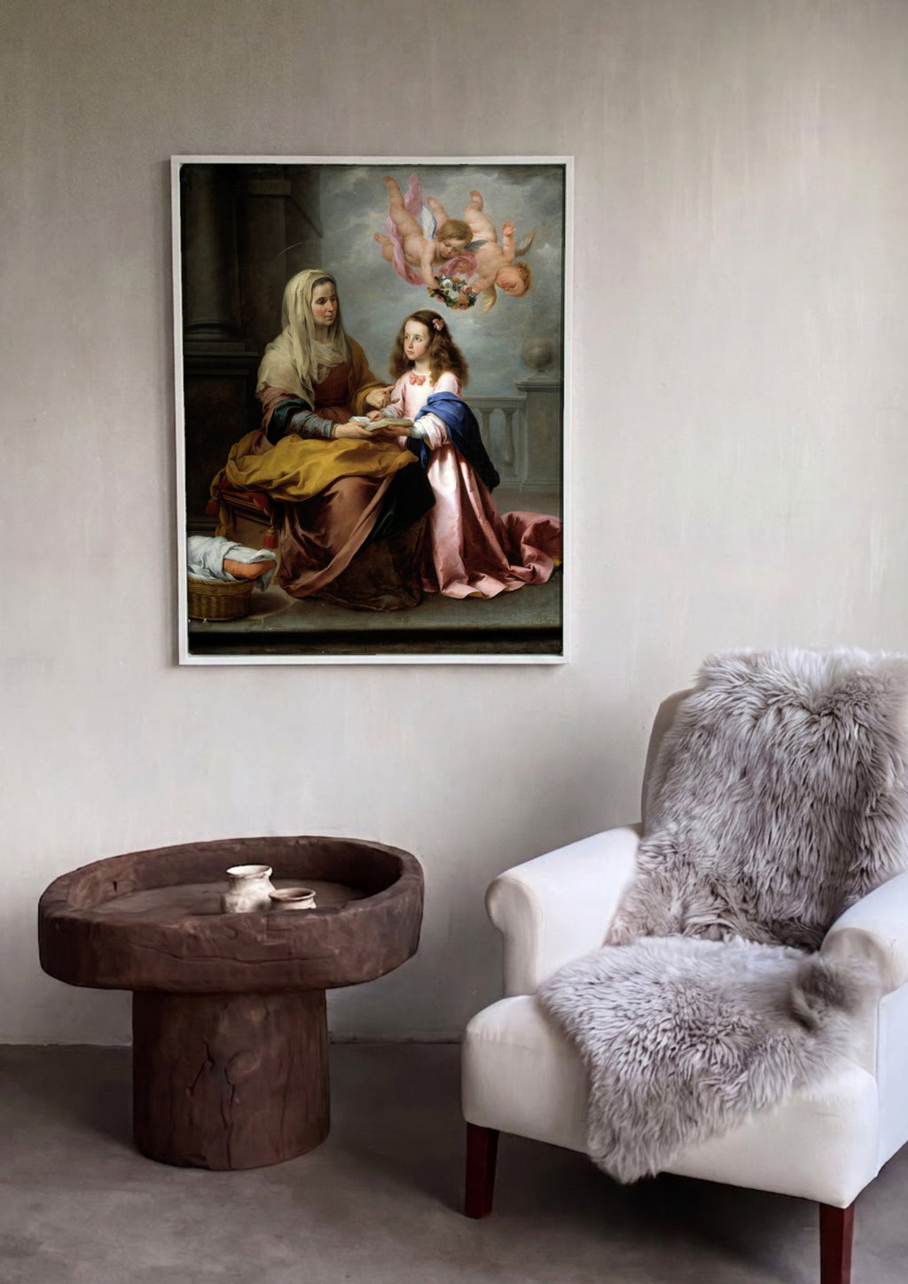 Quadro Decorativo A Educacao da Virgem - Murillo em ambiente decorado