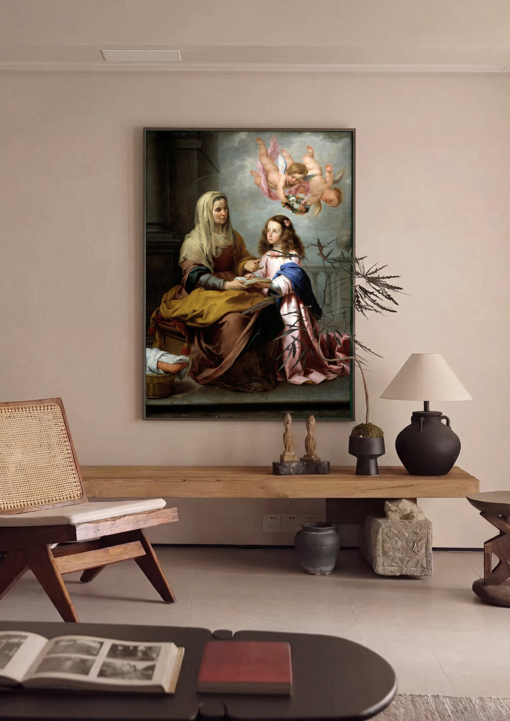 Quadro Decorativo A Educacao da Virgem - Murillo em ambiente decorado