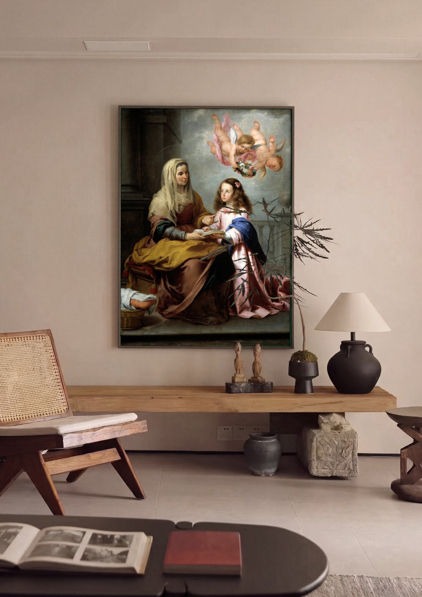 Quadro Decorativo A Educacao da Virgem - Murillo em ambiente decorado