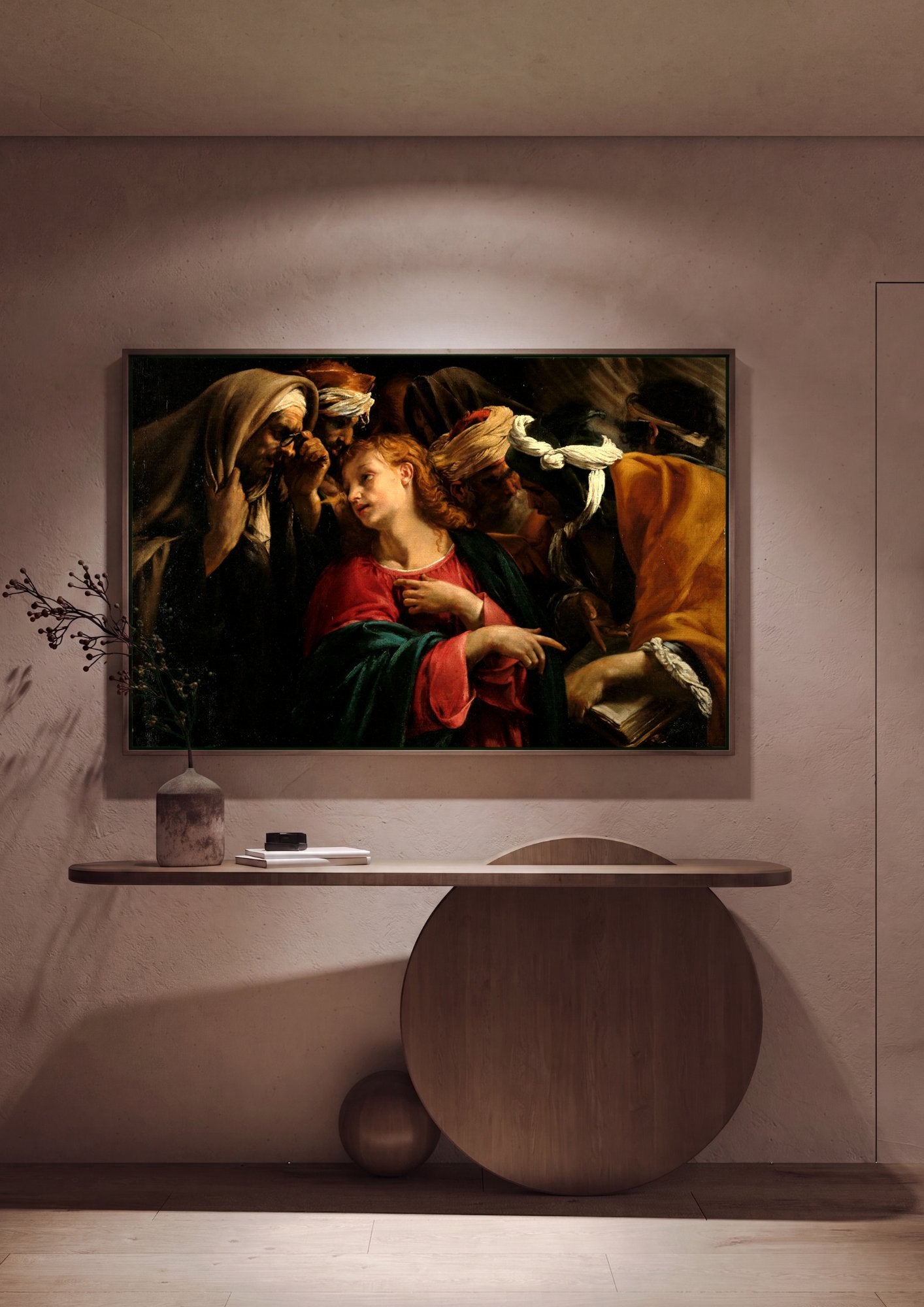 Quadro Decorativo Jesus Discutindo com os Doutores - Orazio Borgianni em ambiente decorado