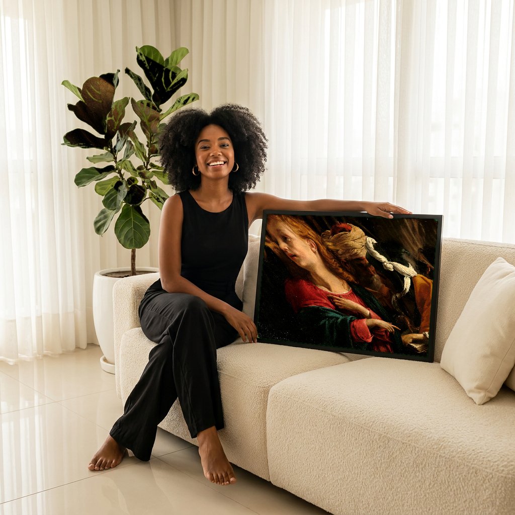 Quadro Decorativo Jesus Discutindo com os Doutores - Orazio Borgianni com modelo em ambiente