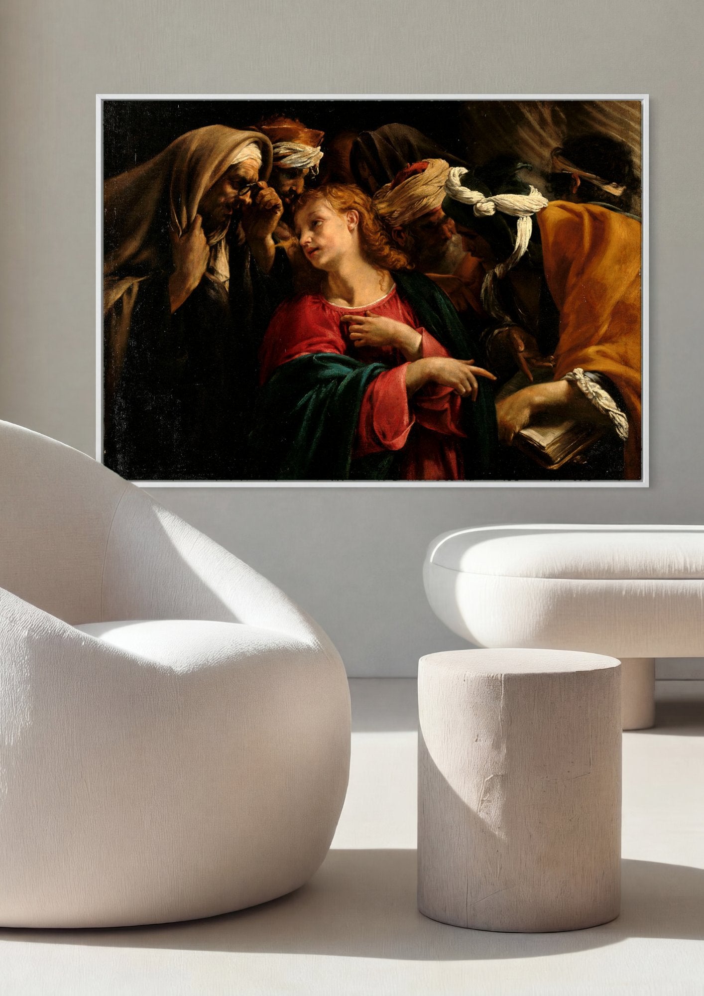 Quadro Decorativo Jesus Discutindo com os Doutores - Orazio Borgianni em ambiente decorado