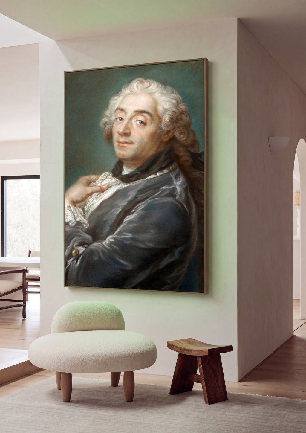 Quadro Decorativo Retrato de Homem com Peruca - François Boucher em ambiente decorado