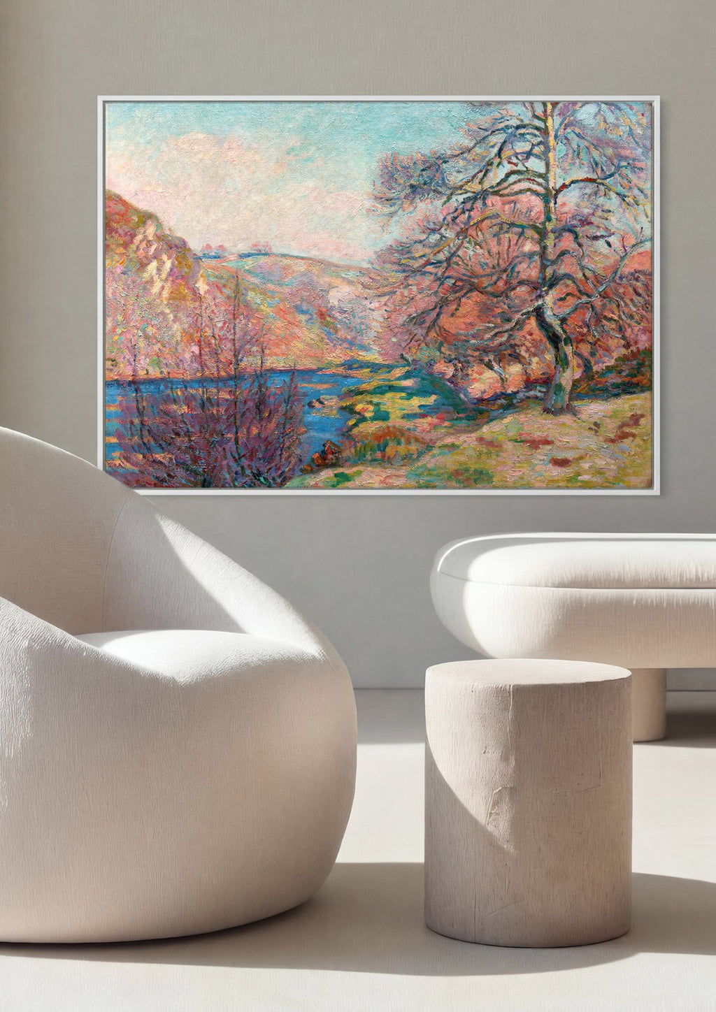 Quadro Decorativo Paisagem Outonal com Rio - Armand Guillaumin em ambiente decorado