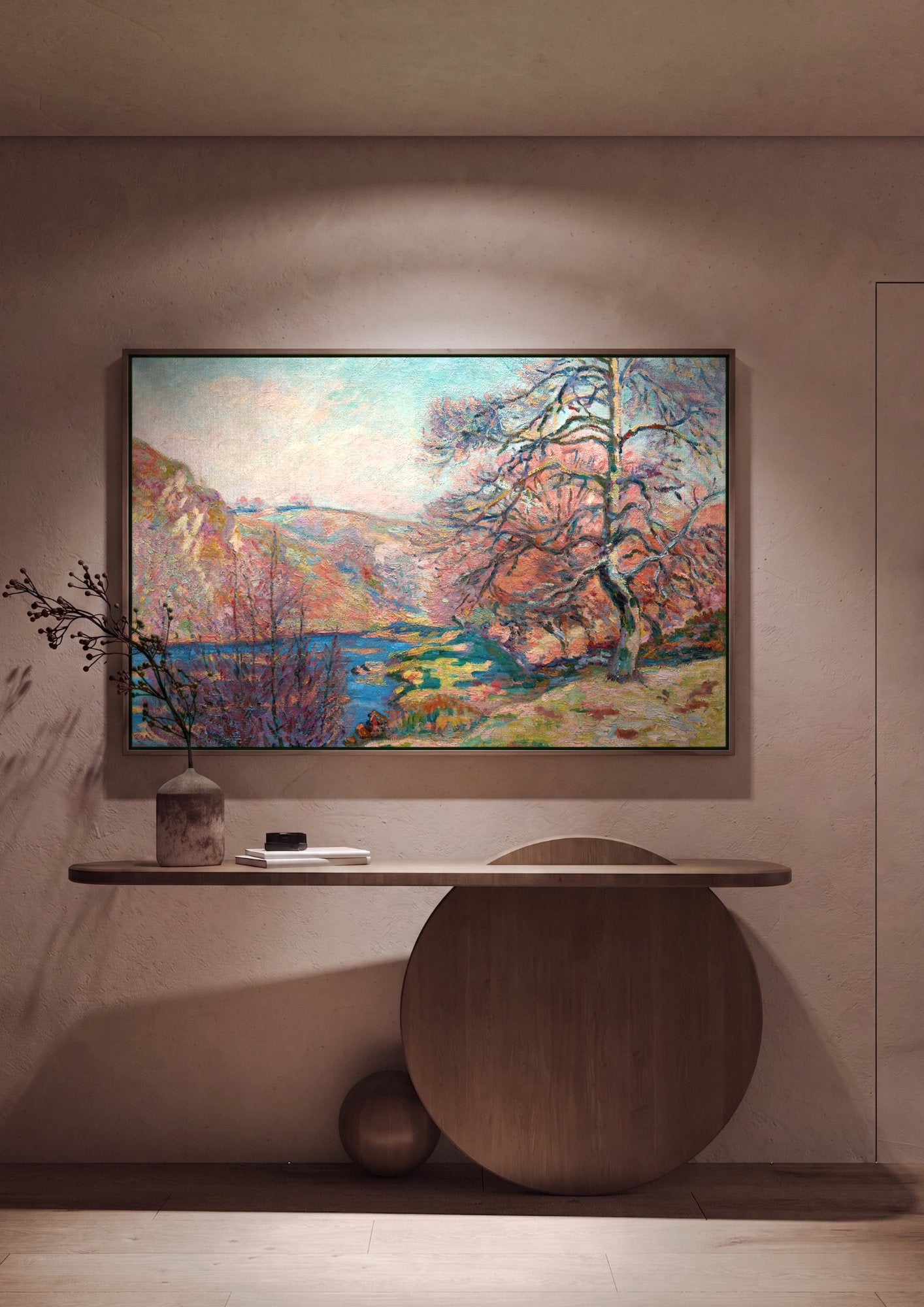 Quadro Decorativo Paisagem Outonal com Rio - Armand Guillaumin em ambiente decorado