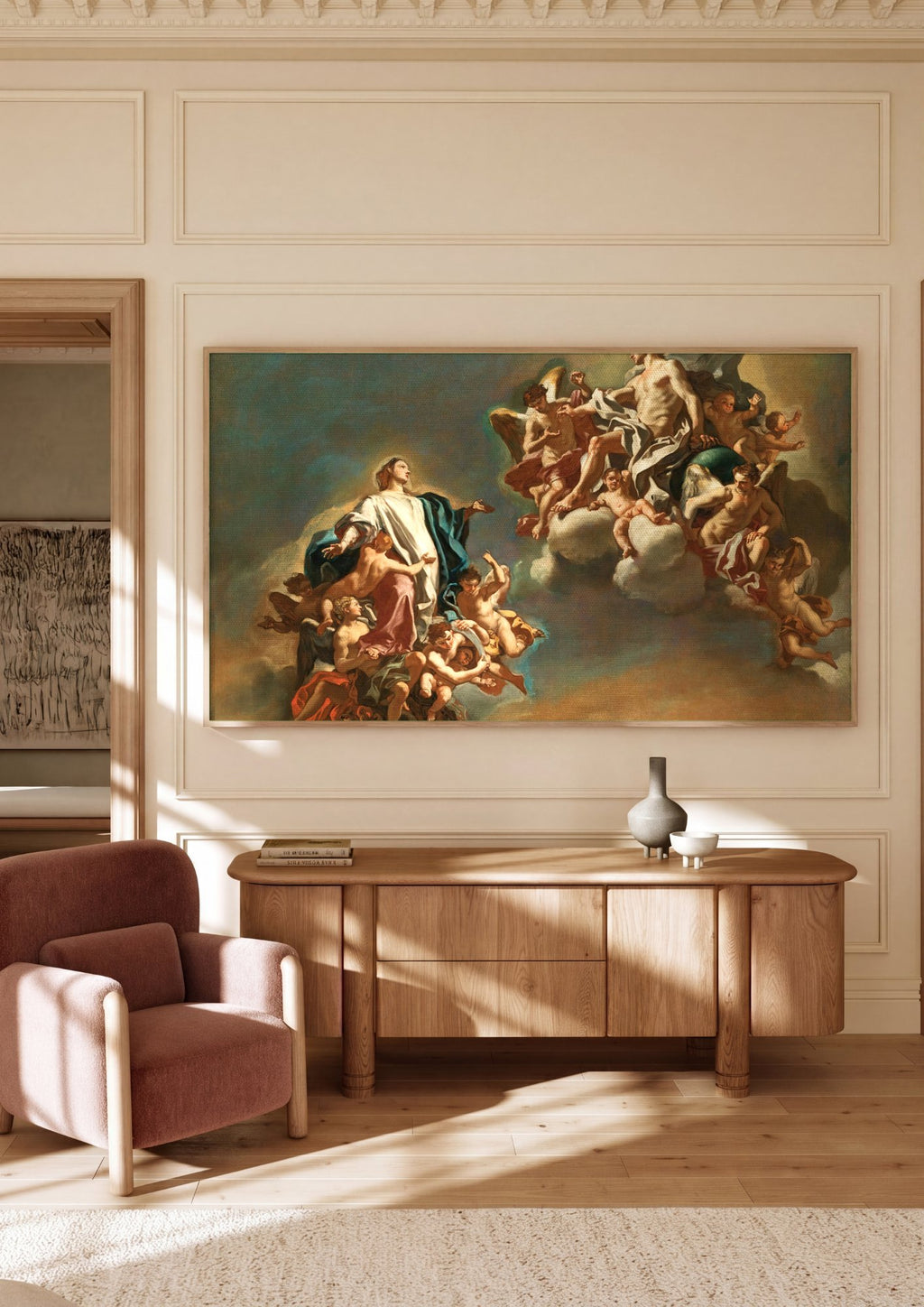 Quadro Decorativo A Assunção da Virgem - Solimena em ambiente decorado