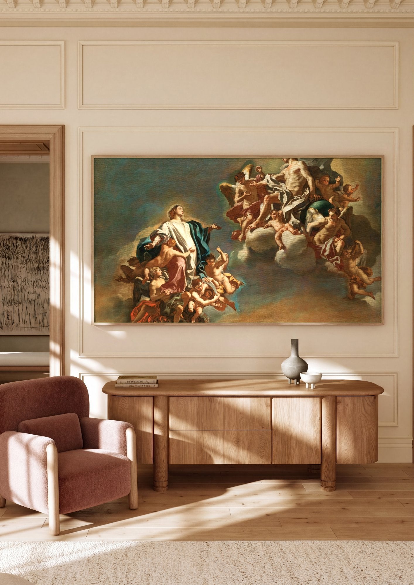 Quadro Decorativo A Assunção da Virgem - Solimena em ambiente decorado