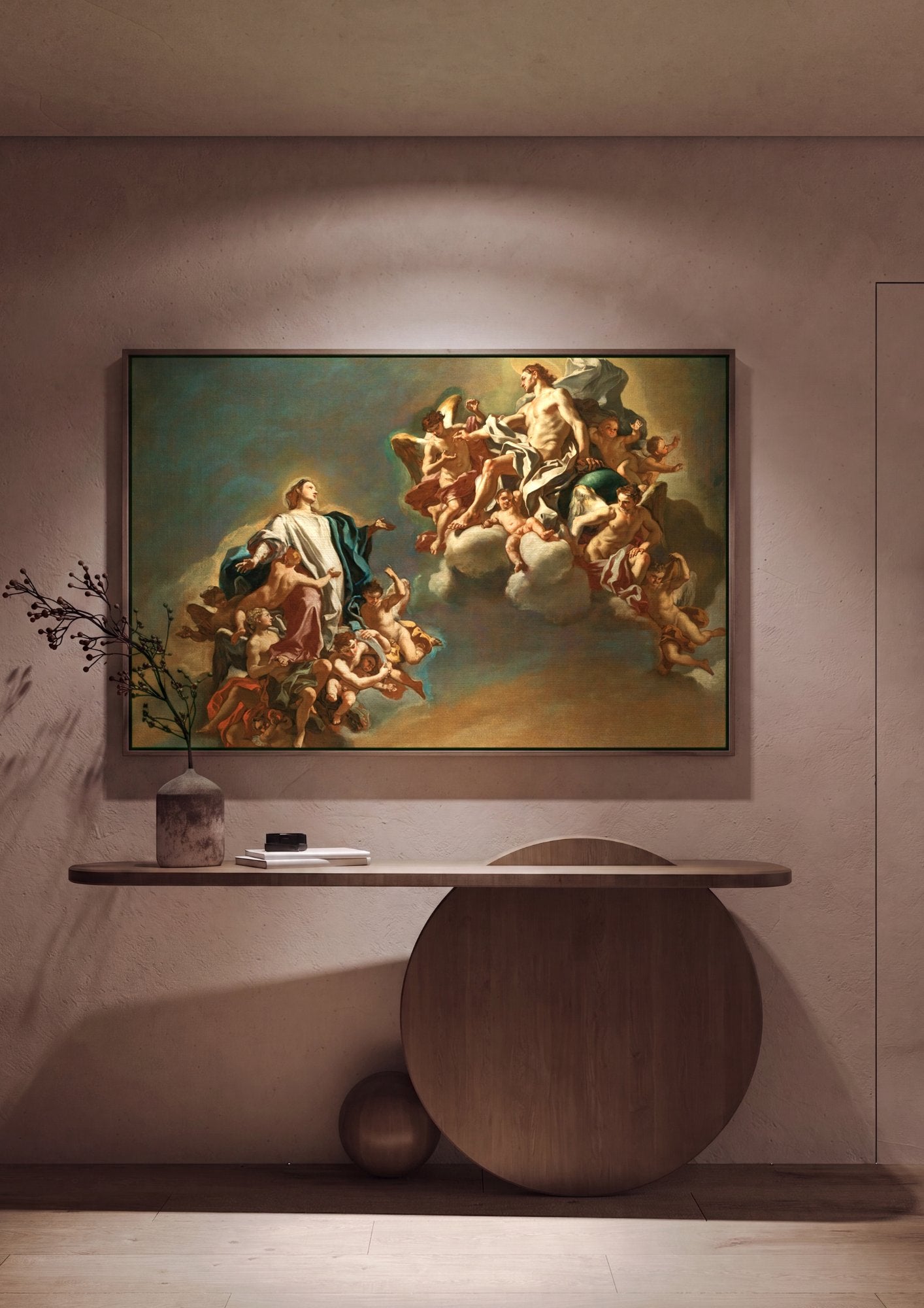Quadro Decorativo A Assunção da Virgem - Solimena em ambiente decorado