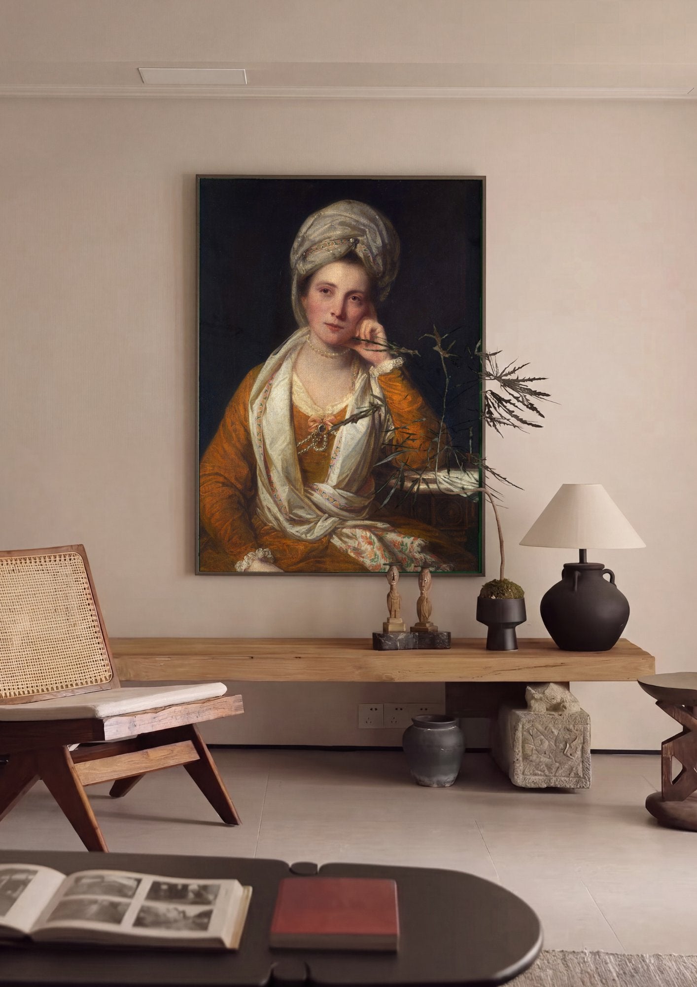 Quadro Decorativo Retrato Feminino com Turbante - Reynolds em ambiente decorado