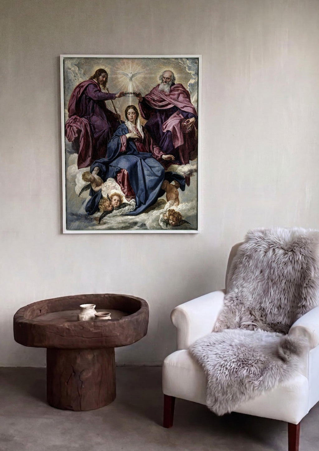 Quadro Decorativo A Coroacao da Virgem - Velázquez em ambiente decorado