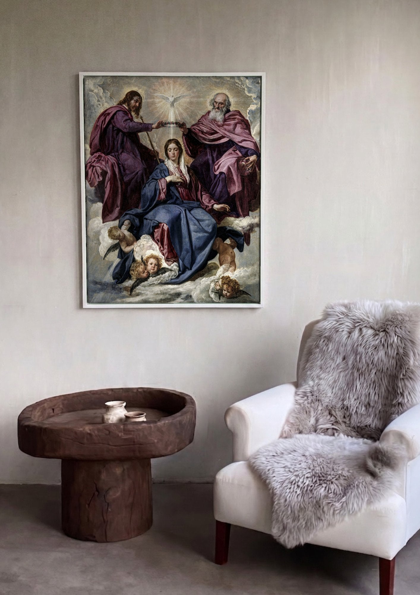 Quadro Decorativo A Coroacao da Virgem - Velázquez em ambiente decorado