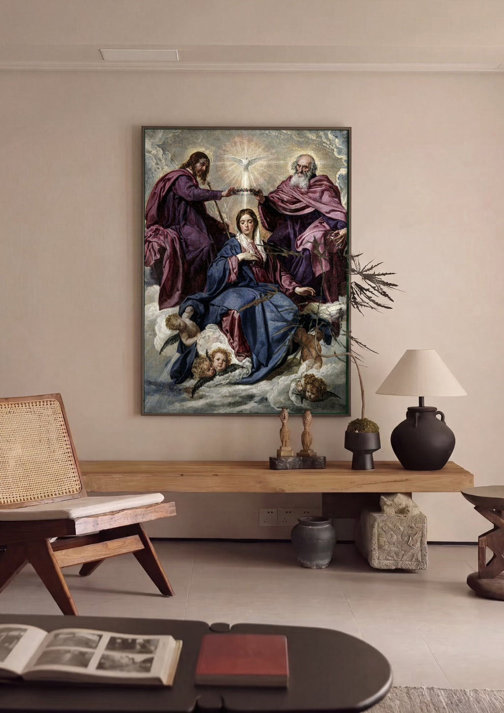 Quadro Decorativo A Coroacao da Virgem - Velázquez em ambiente decorado