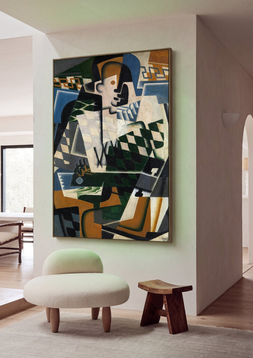 Quadro Decorativo Homem Sentado com um Violão - Juan Gris em ambiente decorado