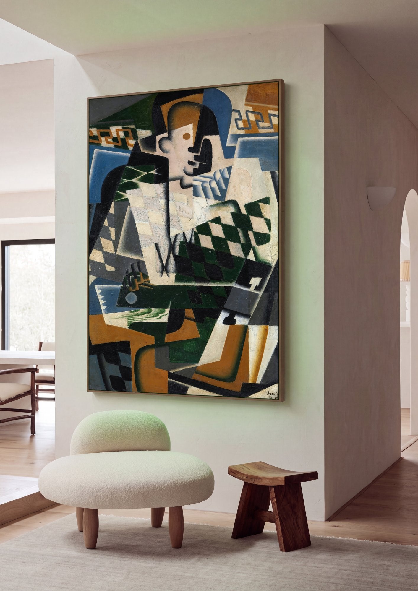Quadro Decorativo Homem Sentado com um Violão - Juan Gris em ambiente decorado