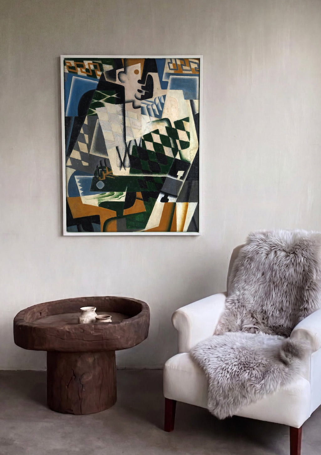 Quadro Decorativo Homem Sentado com um Violão - Juan Gris em ambiente decorado