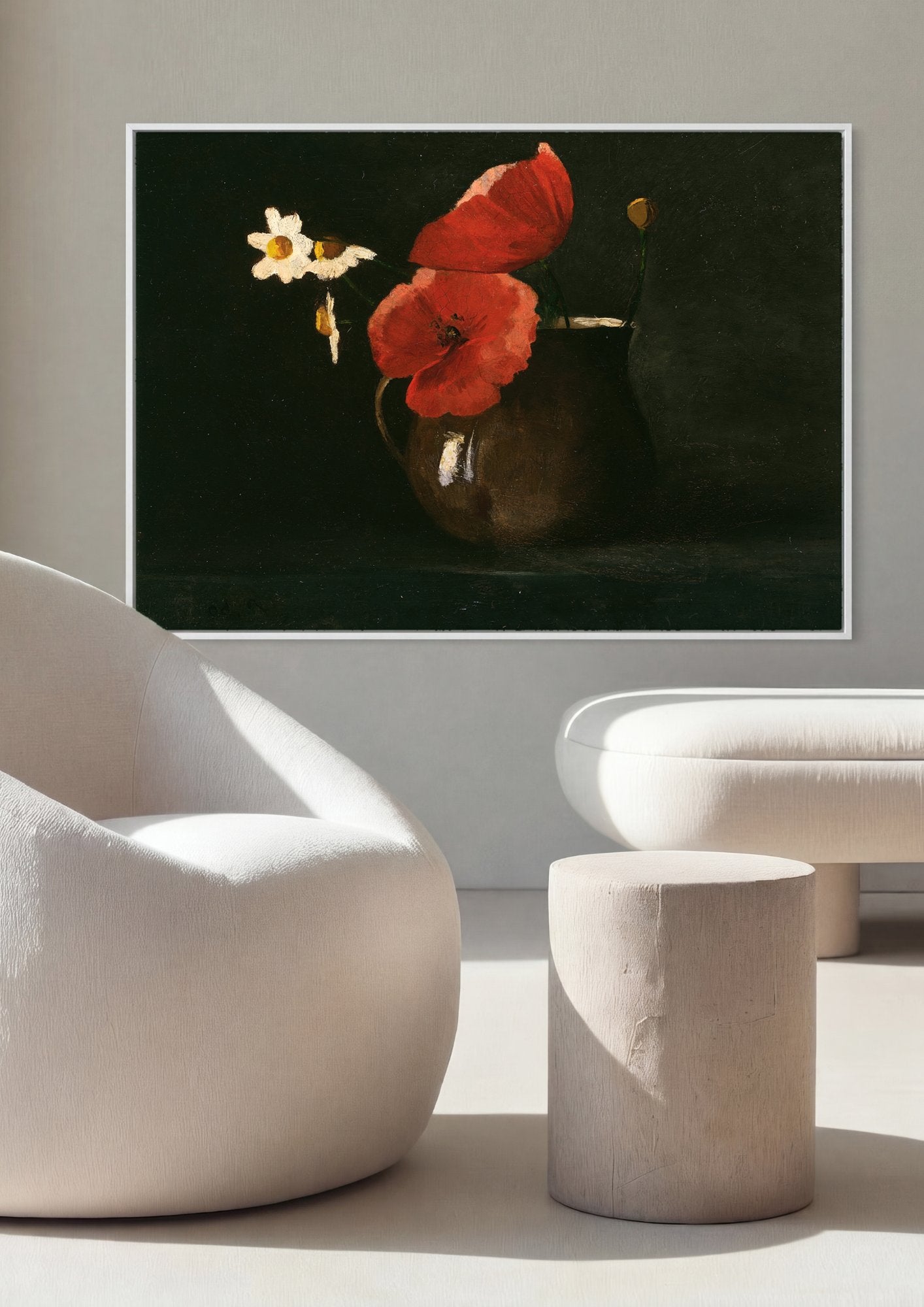 Quadro Decorativo Flores e Papoulas em Vaso - Odilon Redon em ambiente decorado