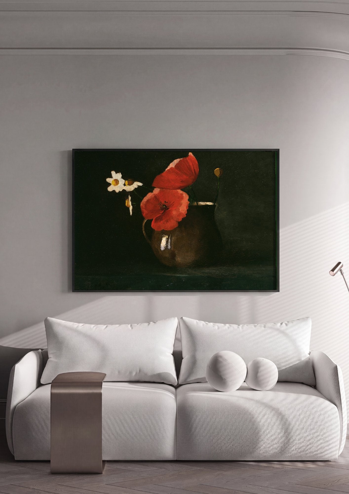 Quadro Decorativo Flores e Papoulas em Vaso - Odilon Redon em ambiente decorado