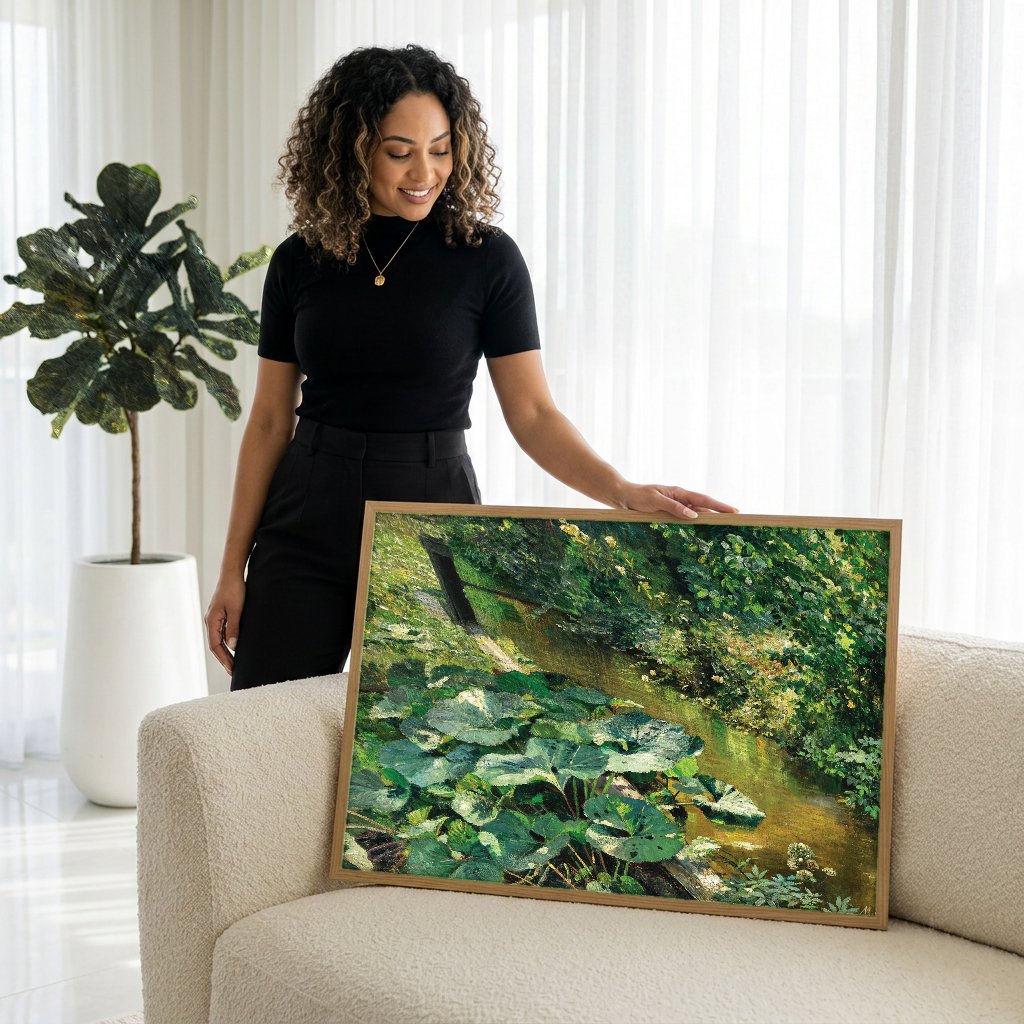 Quadro Decorativo Paisagem Verdejante - Marie Egner com modelo em ambiente