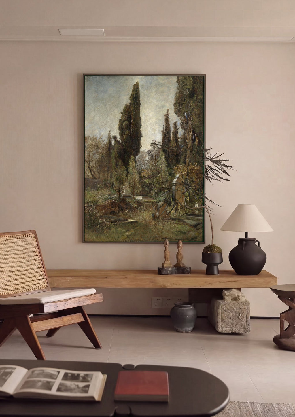 Quadro Decorativo 'Cemitério no Jardim' - Marie Egner em ambiente decorado