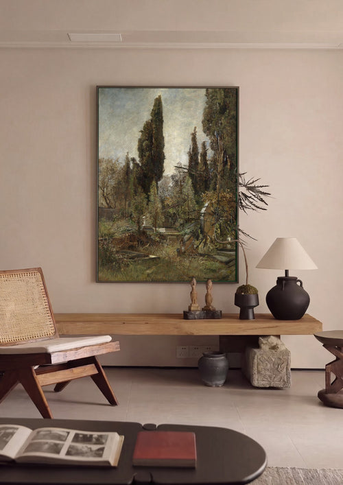 Quadro Decorativo 'Cemitério no Jardim' - Marie Egner em ambiente decorado
