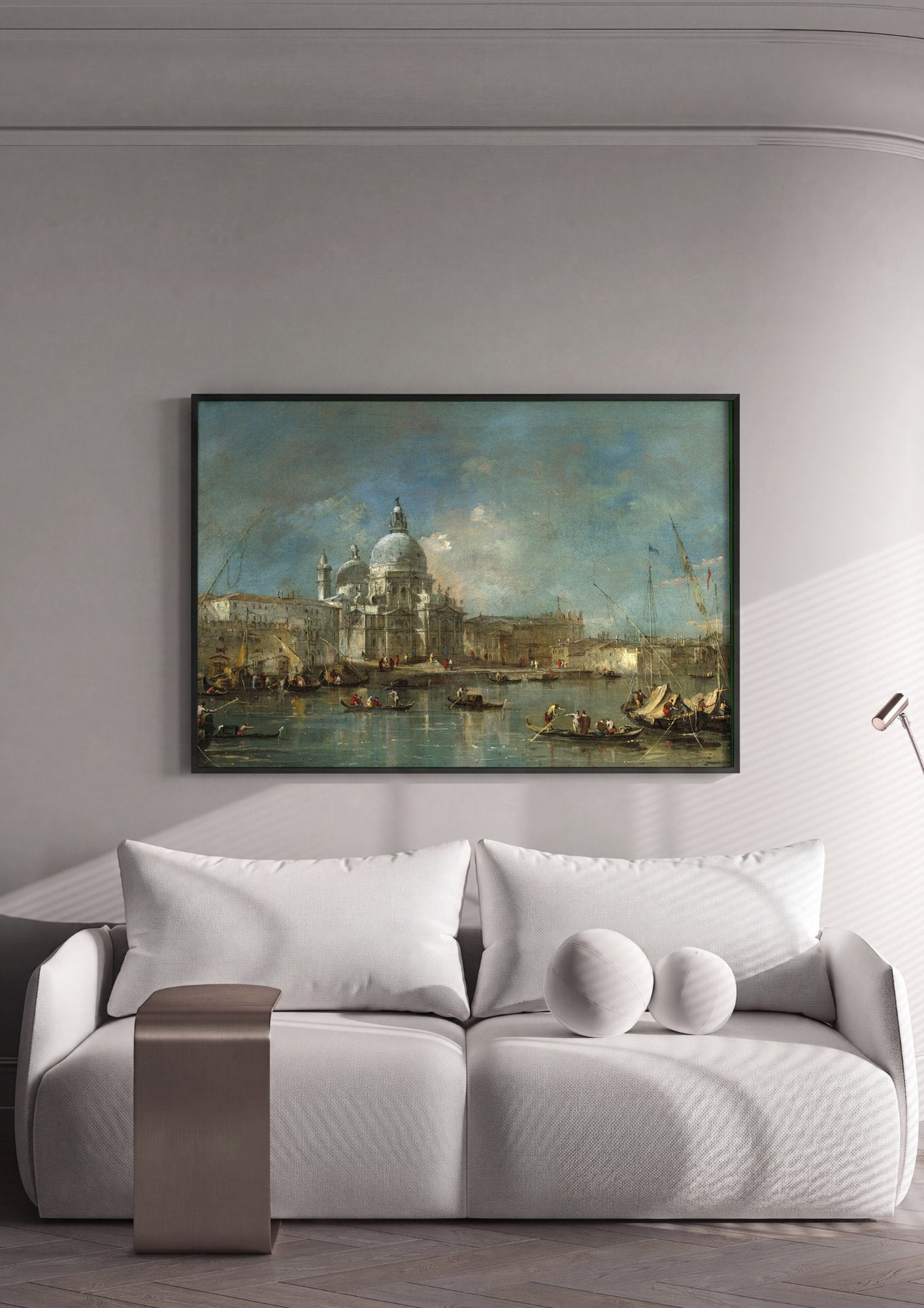 Quadro Decorativo A Basílica de Santa Maria della Salute - Guardi em ambiente decorado