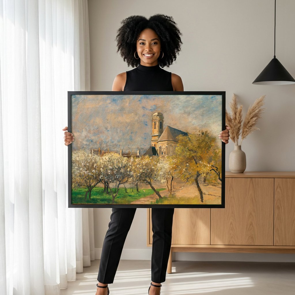 Quadro Decorativo Primavera na França - Marie Egner com modelo em ambiente