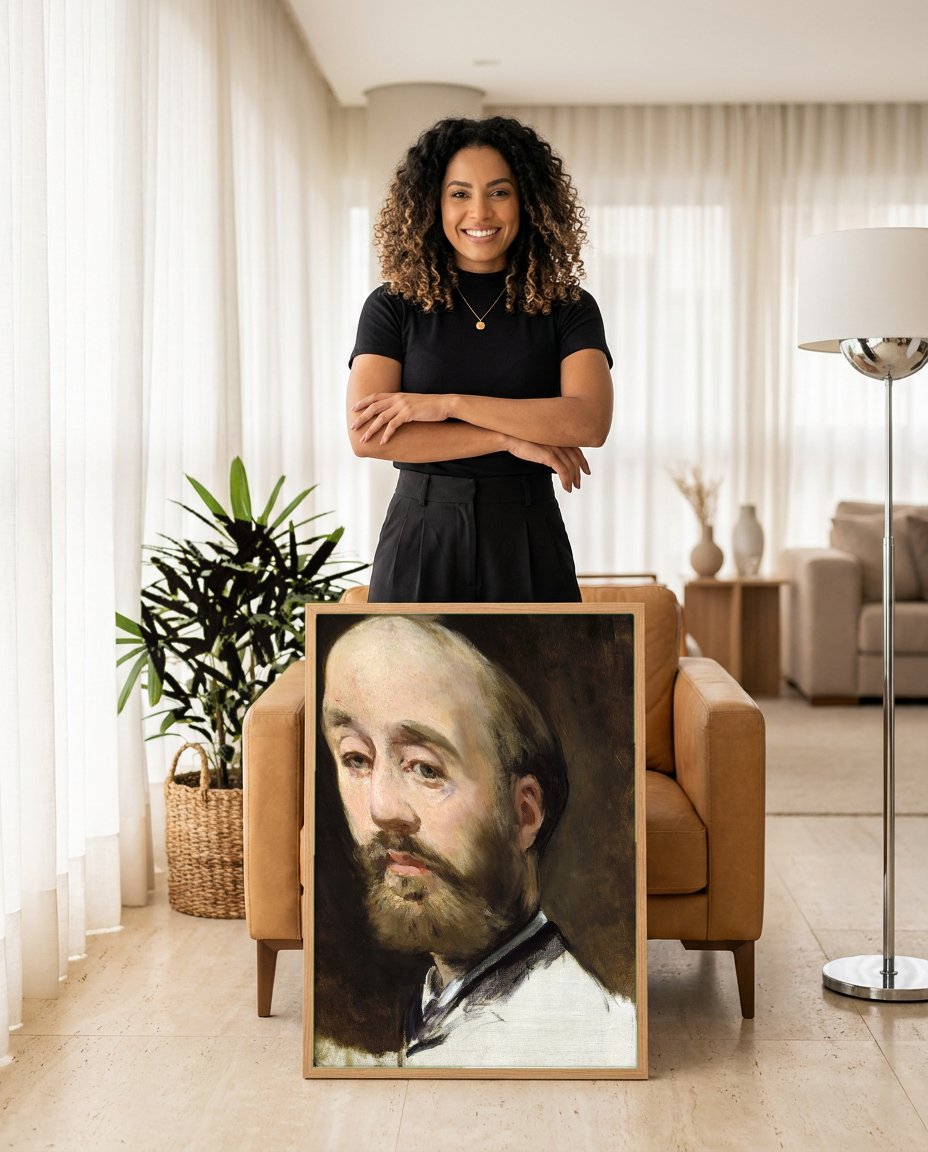 Quadro Decorativo Retrato de Stephane Mallarmé - Edouard Manet com modelo em ambiente