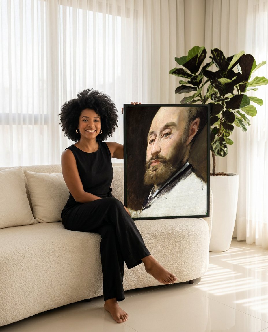 Quadro Decorativo Retrato de Stephane Mallarmé - Edouard Manet com modelo em ambiente